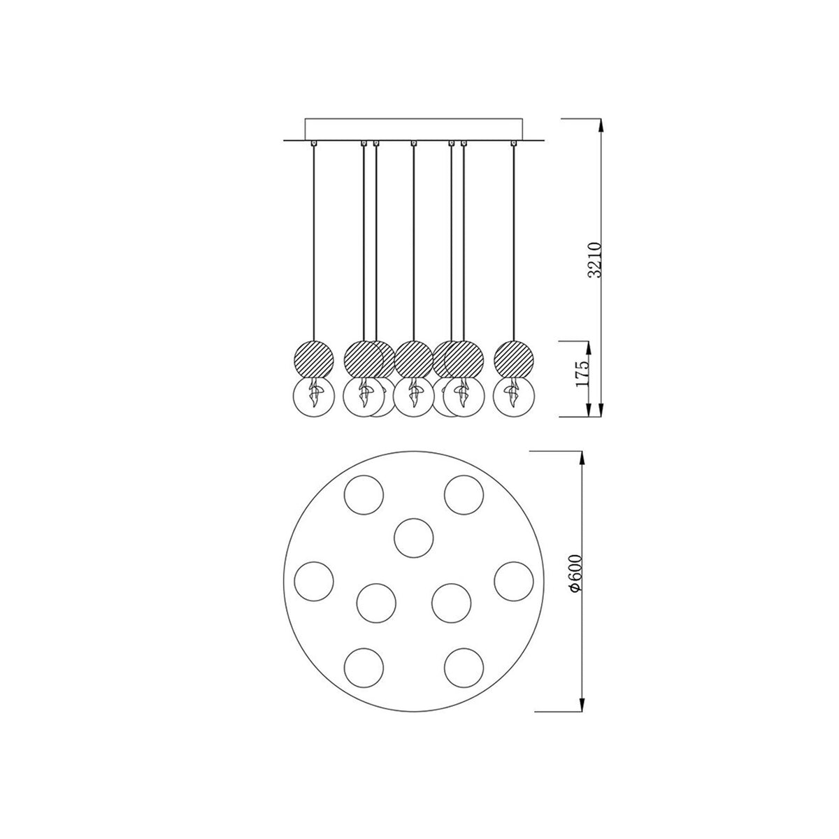 Suspension Galaxia 9 lumières béton