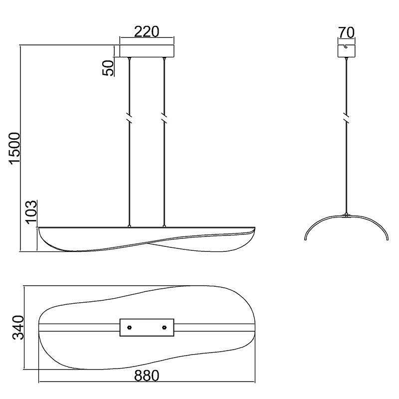 Suspension LED Bianca blanche, L 88 cm