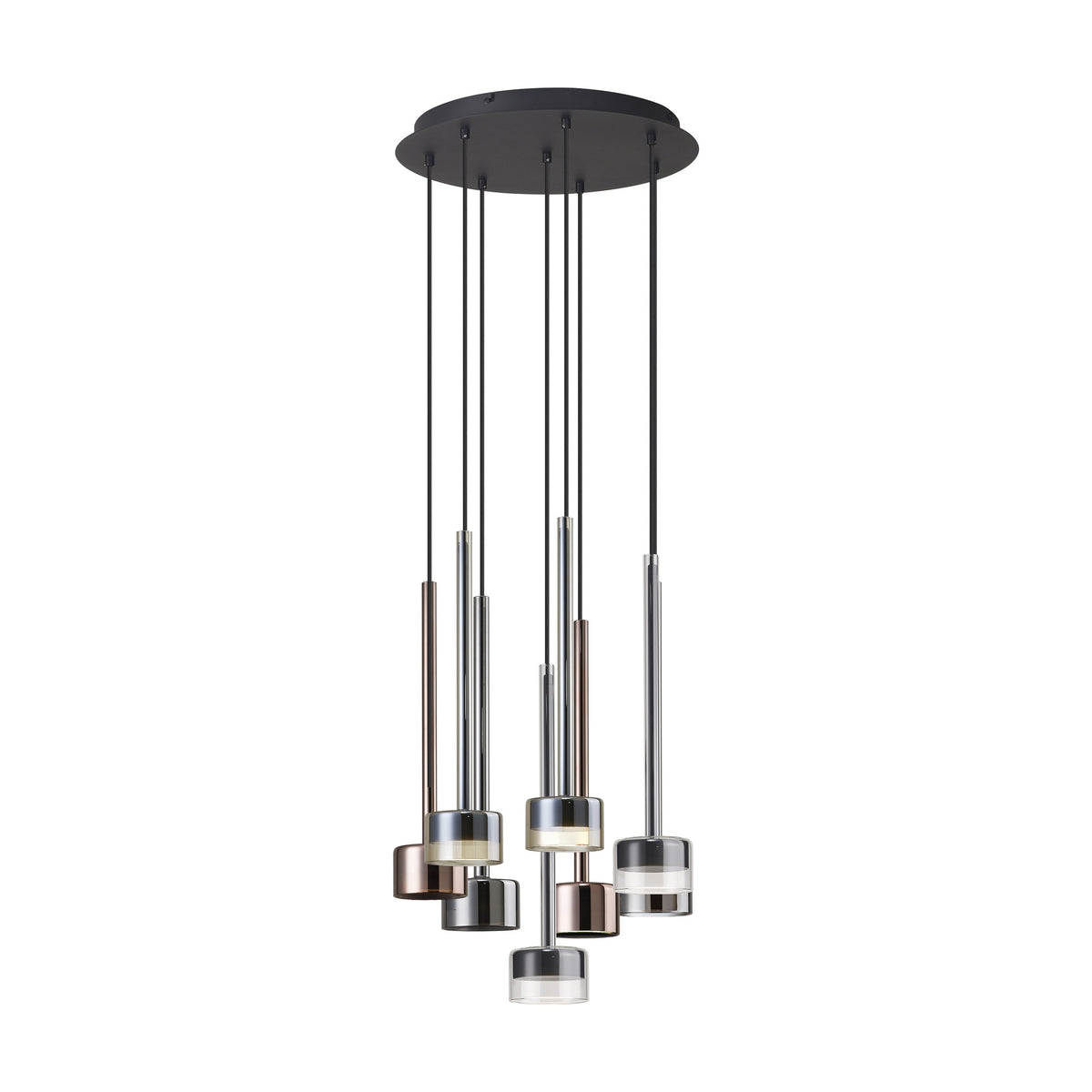 Suspension Tonic 8 lumières multicolore, verre, Ø 47 cm
