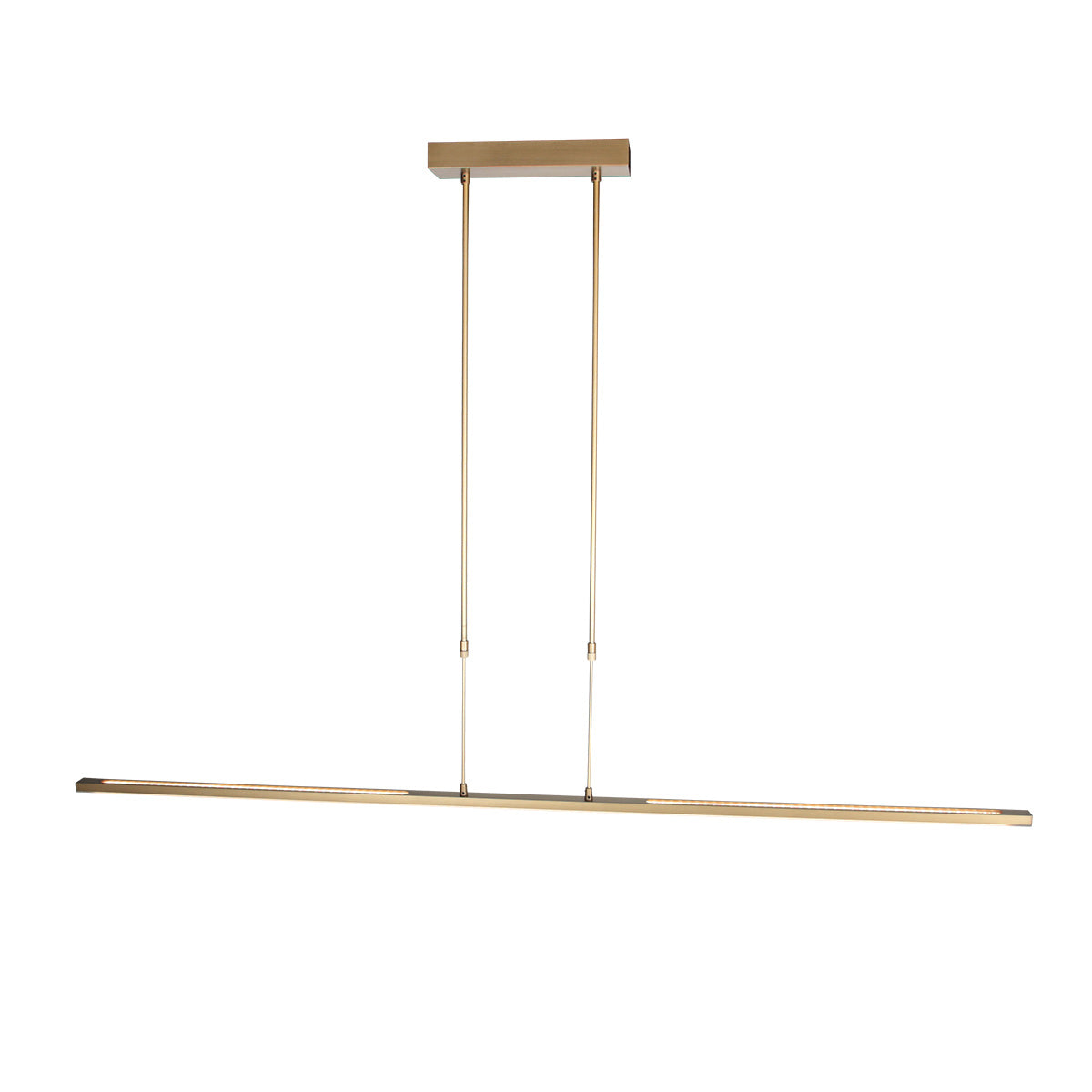 Suspension dorée design oblongue 155 cm vue de trois quarts