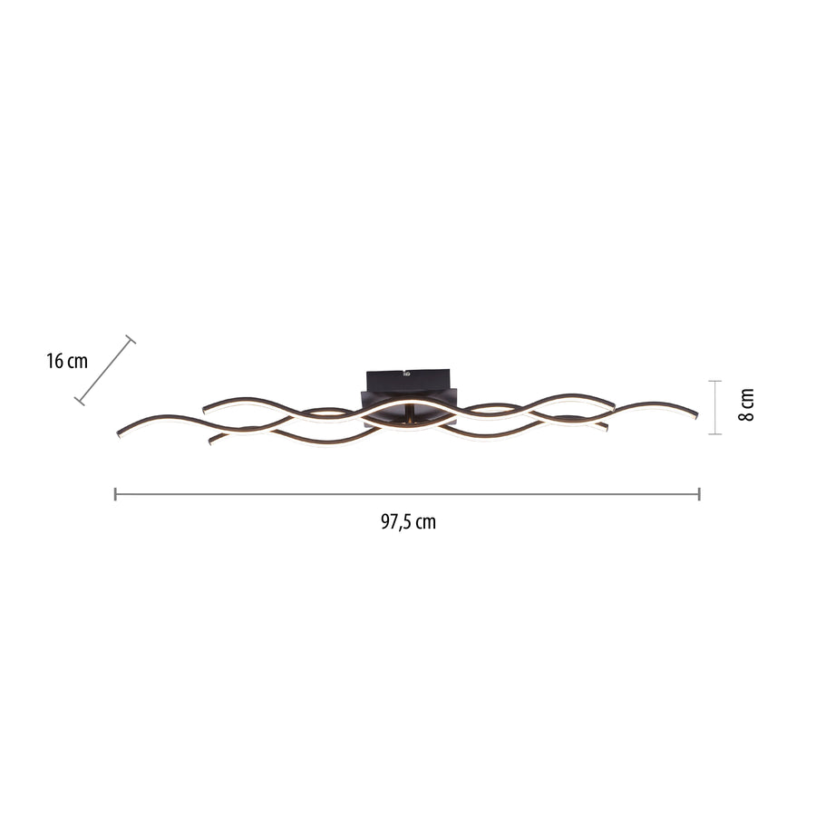Plafonnier Wave noir, H 97,5 cm