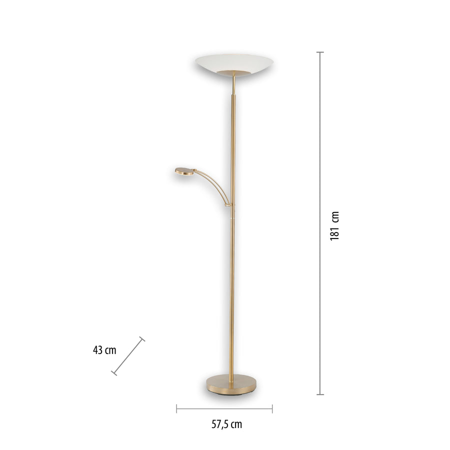 Lampadaire Alfred laiton mat, verre