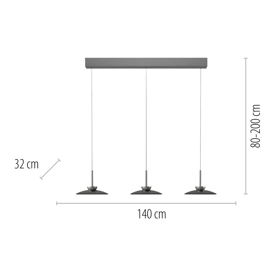 Suspension Pure Moon grise, verre