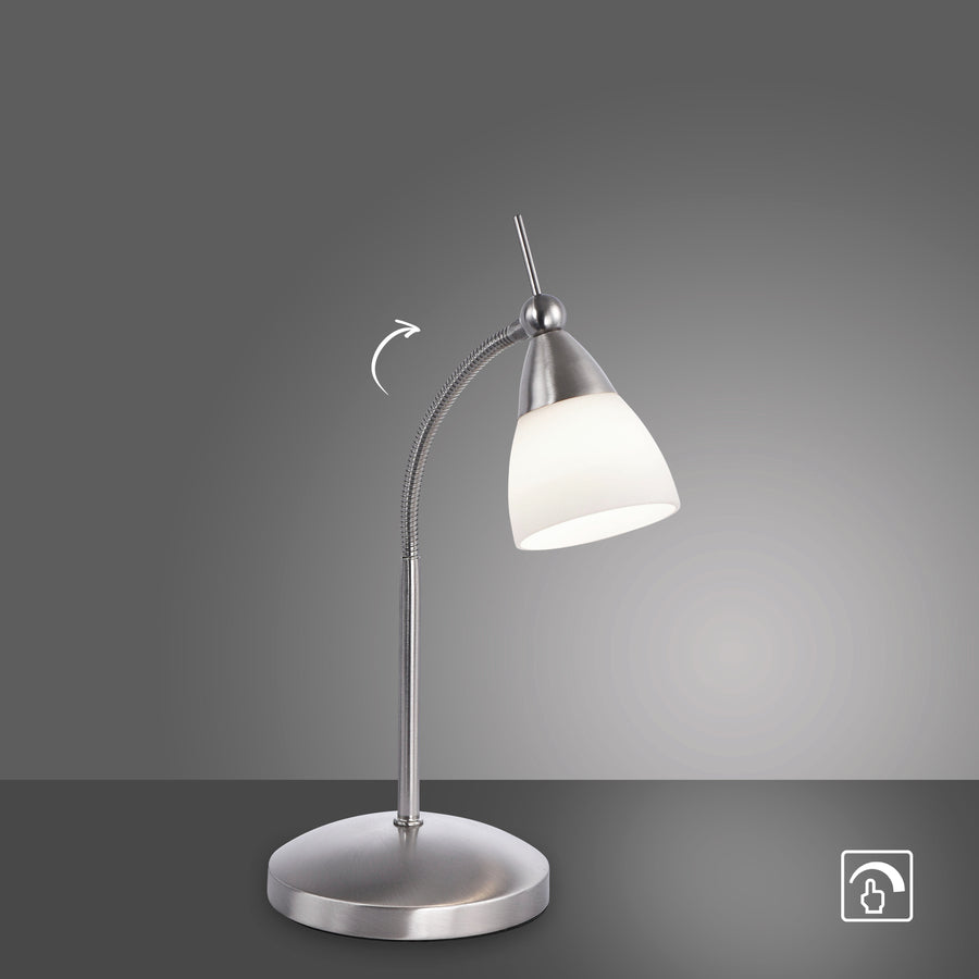 Lampe à poser Pino acier, verre