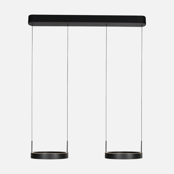 Doppelring-Pendelleuchte schwarz, LED oben und unten 6500 lm | Mykty