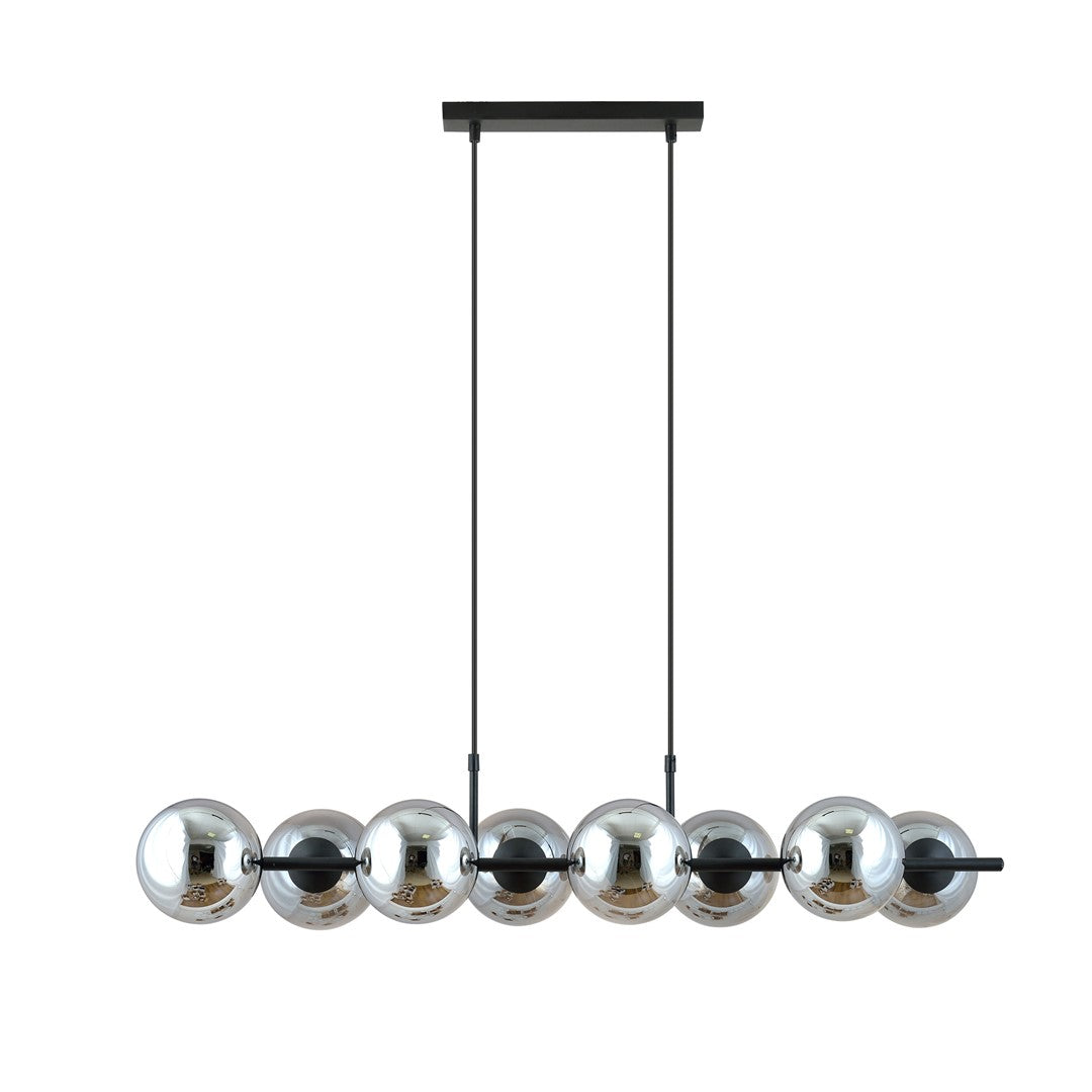 Second angle du produit, montrant les huit globes de verre graphité et la barre centrale