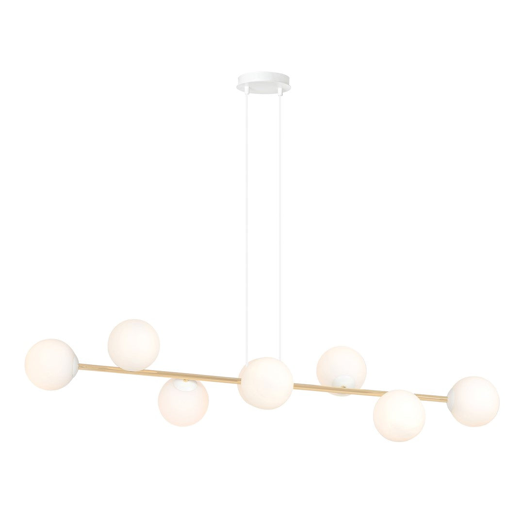 Seconde vue du produit sur fond blanc, avec les huit globes blancs et la barre dorée.