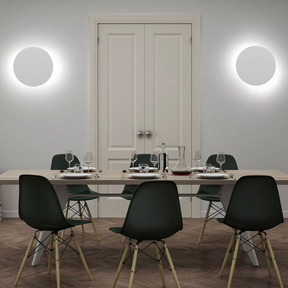 Applique murale LED Collide H2 en aluminium, blanc mat, Ø 33 cm, 3000 K