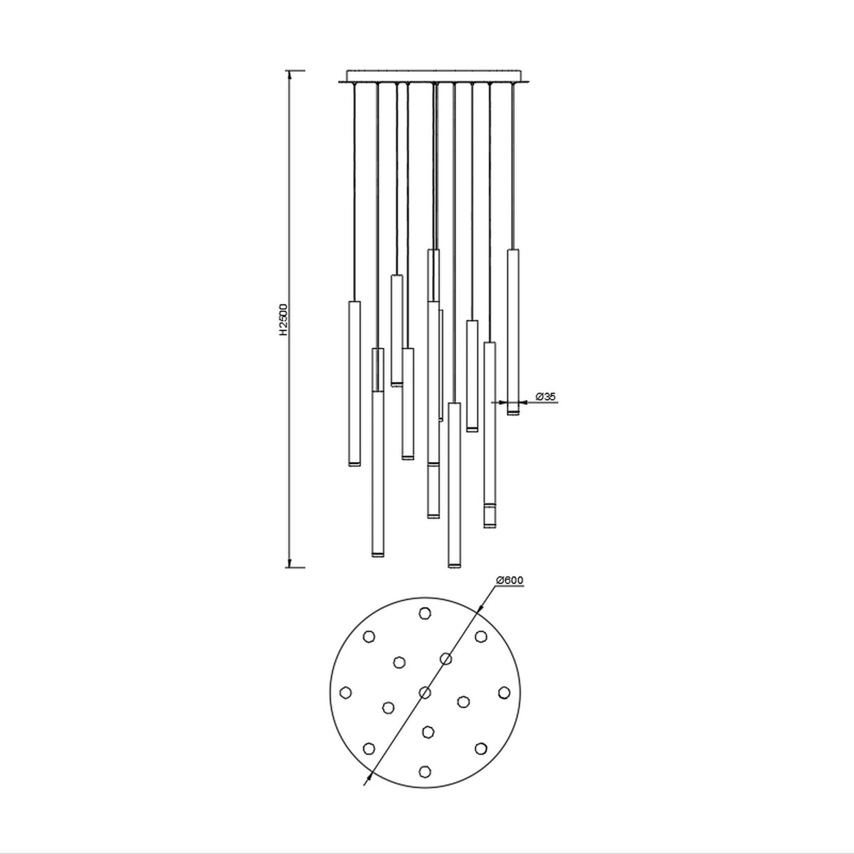 Suspension LED Cala blanche, noire et dorée, Ø 60 cm