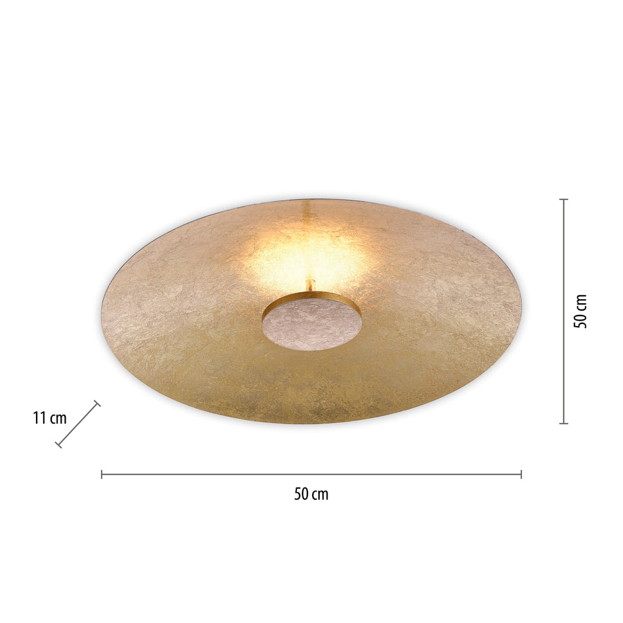Plafonnier Plate doré, verre