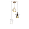 Suspension Elsa 3 lumières dorée, verre