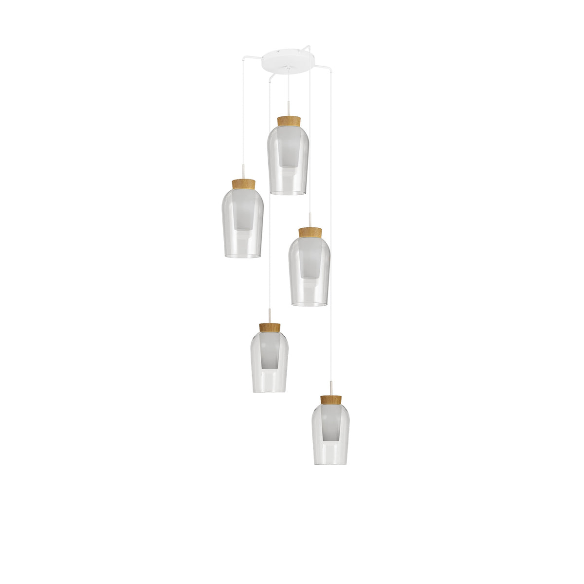 Suspension Nora 5 lumières, verre