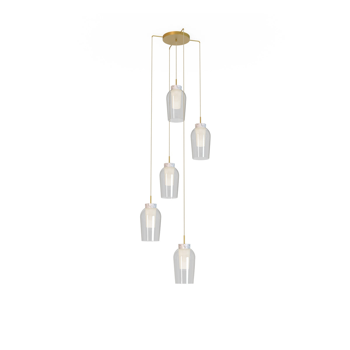 Suspension Nora 5 lumières, verre