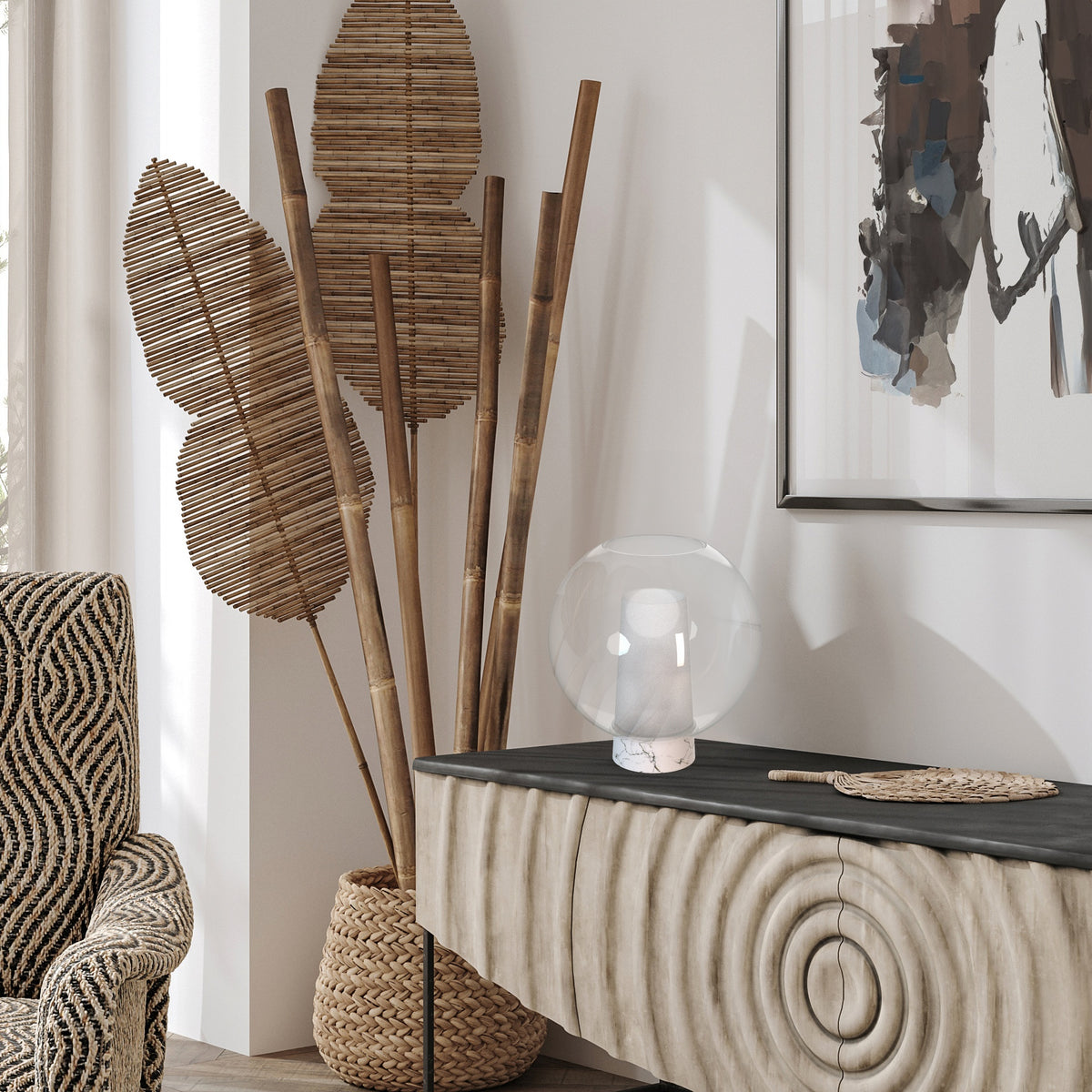 Lampe à poser Nora, verre, Ø 25 cm