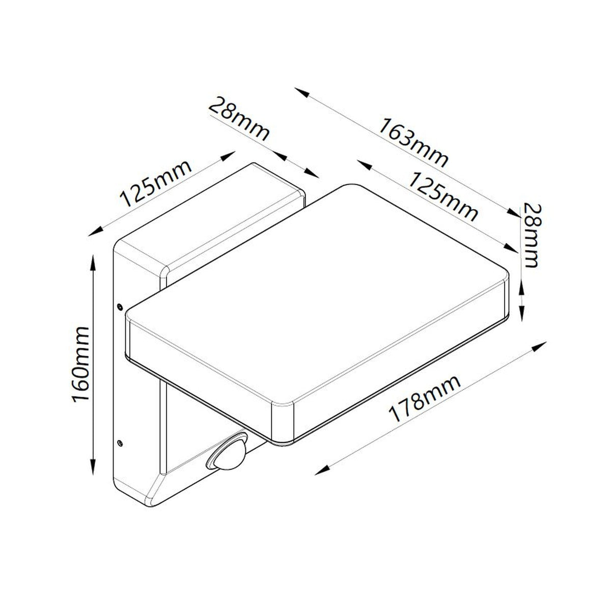 Applique extérieure LED Cooper avec détecteur, IP54, L 17 cm