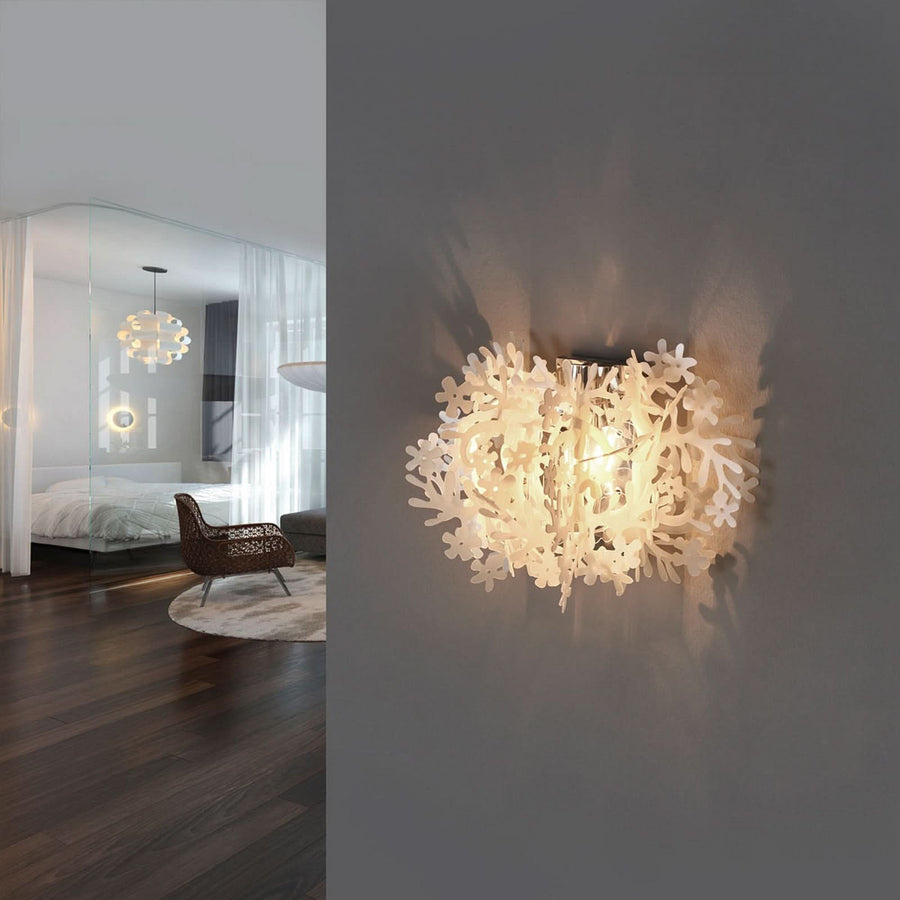 Applique murale Fiorella Mini en cristal, blanc, Ø 34 cm