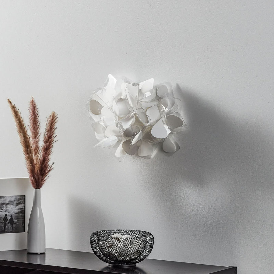 Applique murale Clizia Mama Non en cristal, blanc, 2 lumières, hauteur 28 cm
