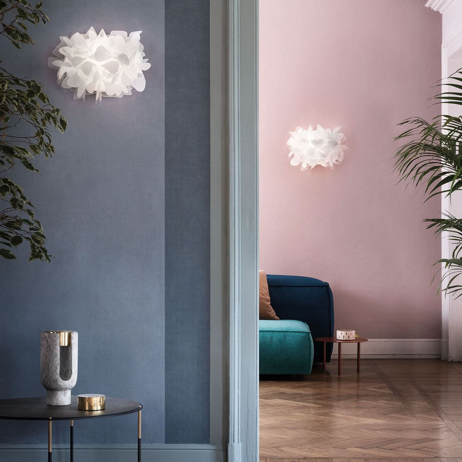 Applique murale Clizia Mama Non en cristal, blanc, 3 lumières, Ø 78 cm