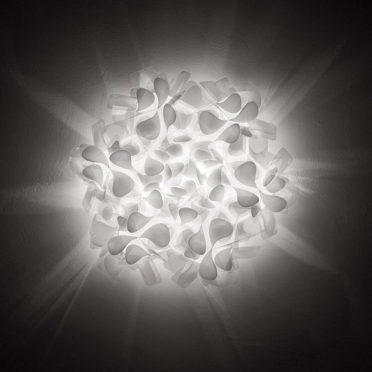 Applique murale Clizia Mama Non en cristal, blanc, 2 lumières, Ø 53 cm