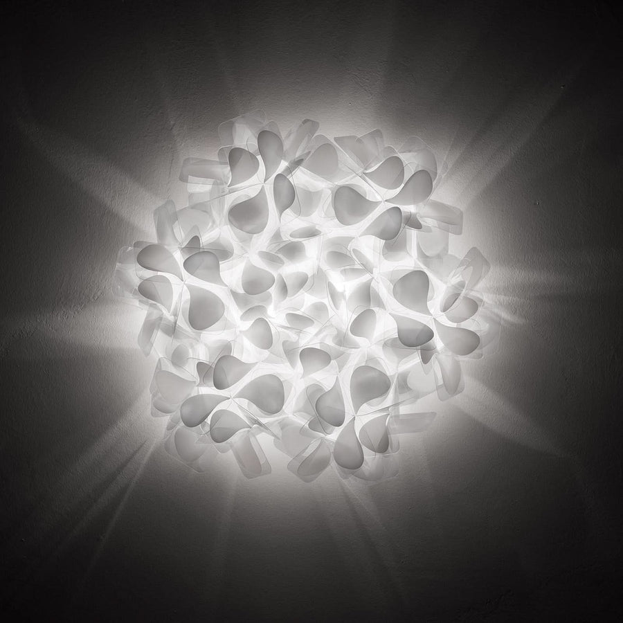 Applique murale Clizia Mama Non en cristal, blanc, 2 lumières, Ø 53 cm