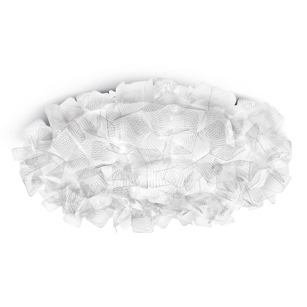 Applique murale Clizia Pixel en cristal, blanc, 3 lumières, Ø 78 cm