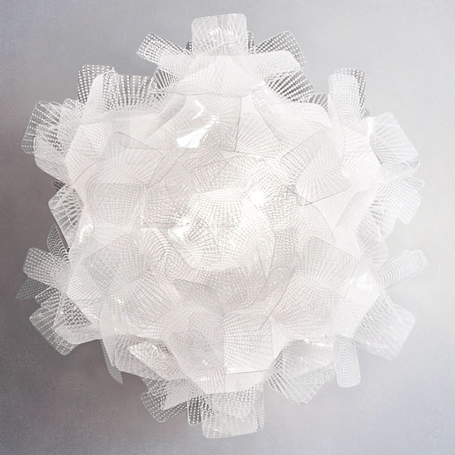 Applique murale Clizia Pixel en cristal, blanc, 2 lumières, Ø 53 cm