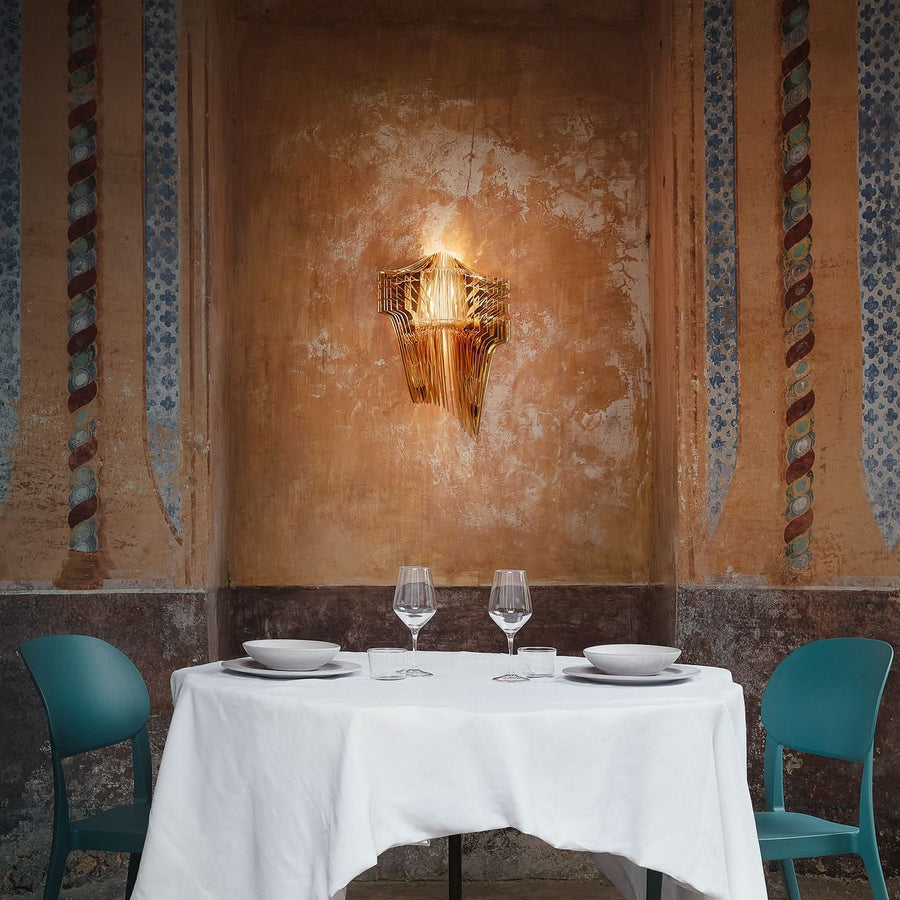 Applique murale Aria en cristal, doré, 3 lumières, hauteur 60 cm