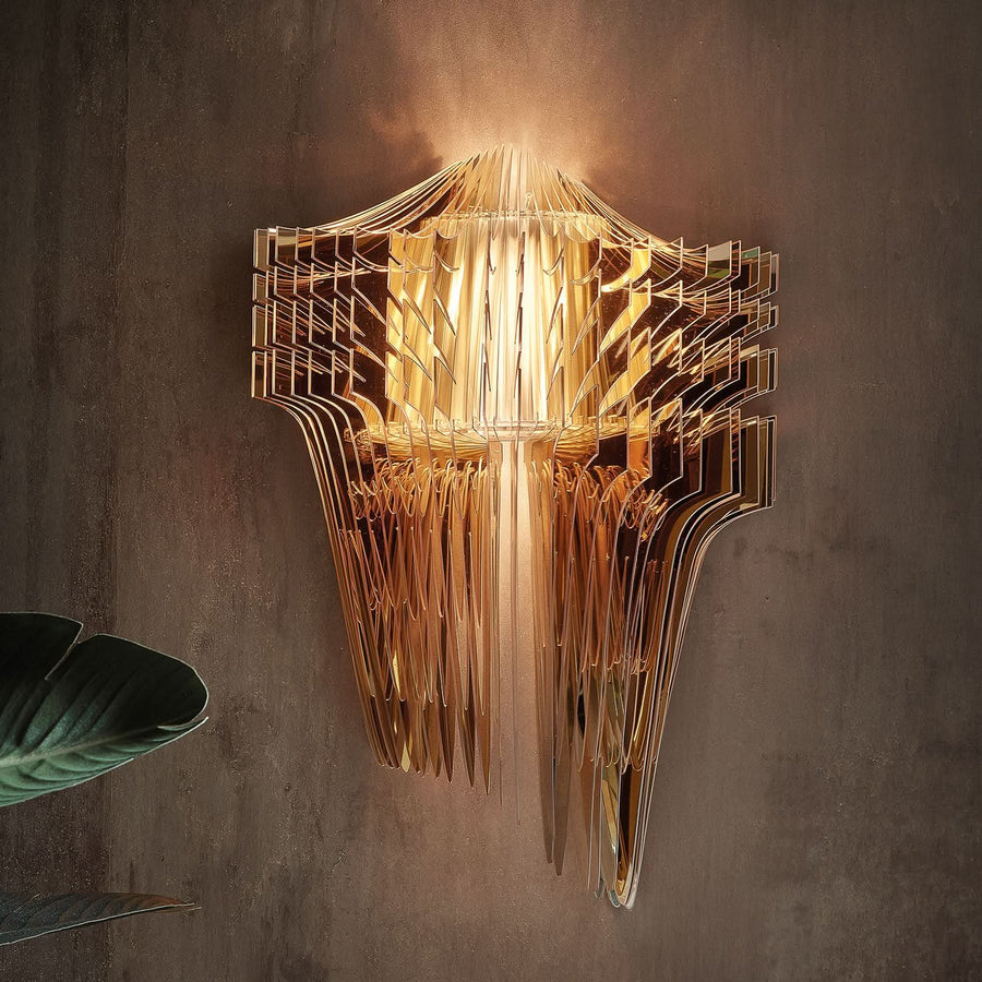 Applique murale Aria en cristal, doré, 3 lumières, hauteur 60 cm