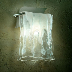 Applique murale Murano en verre, argent et transparent, hauteur 24 cm