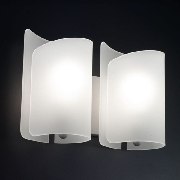 Applique murale Papiro en verre, blanc, 2 lumières, hauteur 25 cm