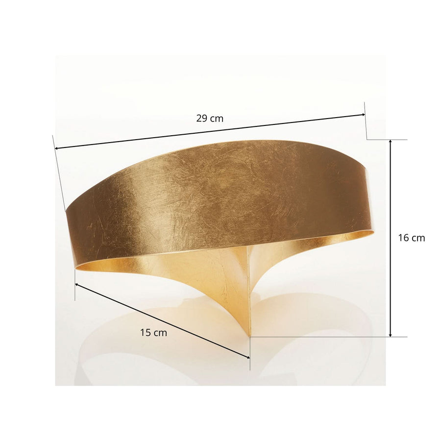 Applique murale Scudo en acier, or, 2 lumières, hauteur 16 cm
