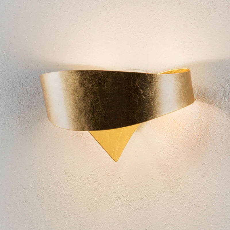 Applique murale Scudo en acier, or, 2 lumières, hauteur 16 cm