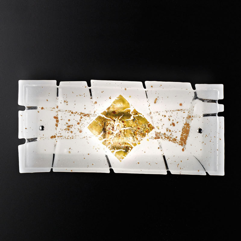 Applique murale 35 en verre, or et blanc, hauteur 15 cm