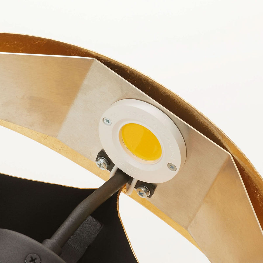 Applique murale LED en acier, noir et or, hauteur 16 cm