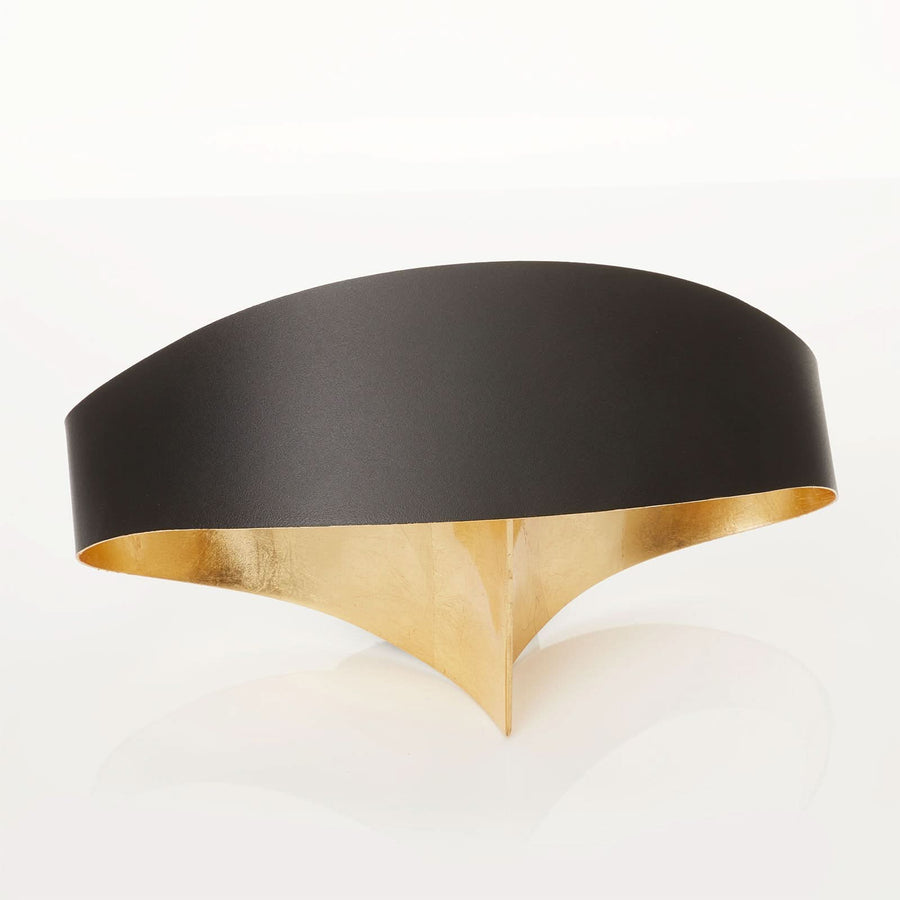 Applique murale LED en acier, noir et or, hauteur 16 cm