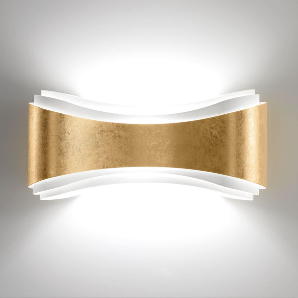 Applique murale LED Ionica en acier, or et blanc, hauteur 16 cm