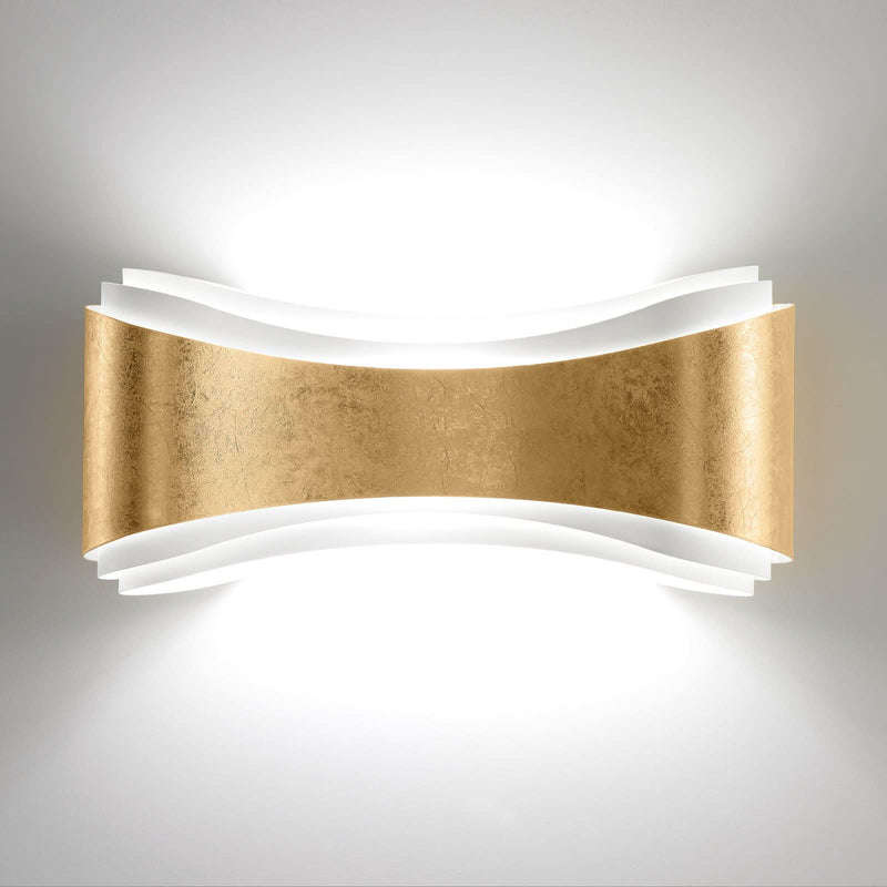 Applique murale LED Ionica en acier, or et blanc, hauteur 16 cm