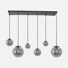 Suspension verre fumé noire, globes Ø 40 cm | Bollique