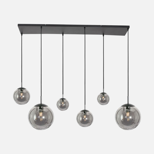 Suspension verre fumé noire, globes Ø 40 cm | Bollique