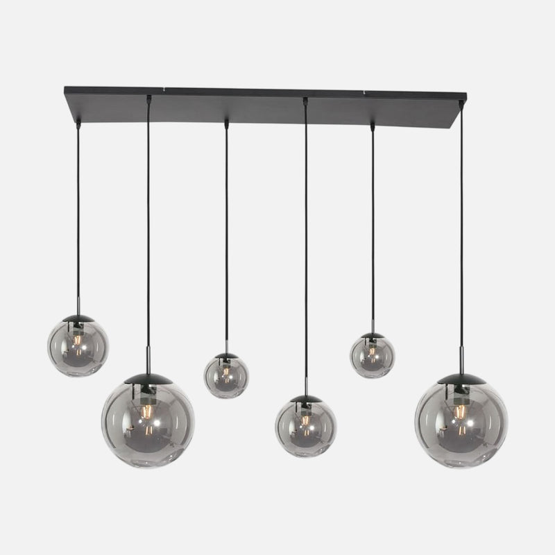 Suspension verre fumé noire, globes Ø 40 cm | Bollique