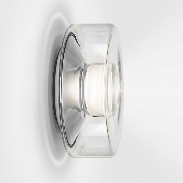 Applique murale LED Curling Wall S en verre, transparent, Ø 17,5 cm
