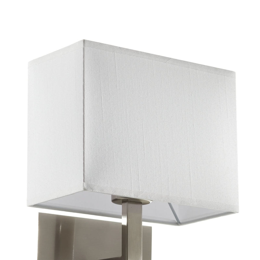 Applique murale 6519 en tissu, argenté satiné et blanc, hauteur 26 cm