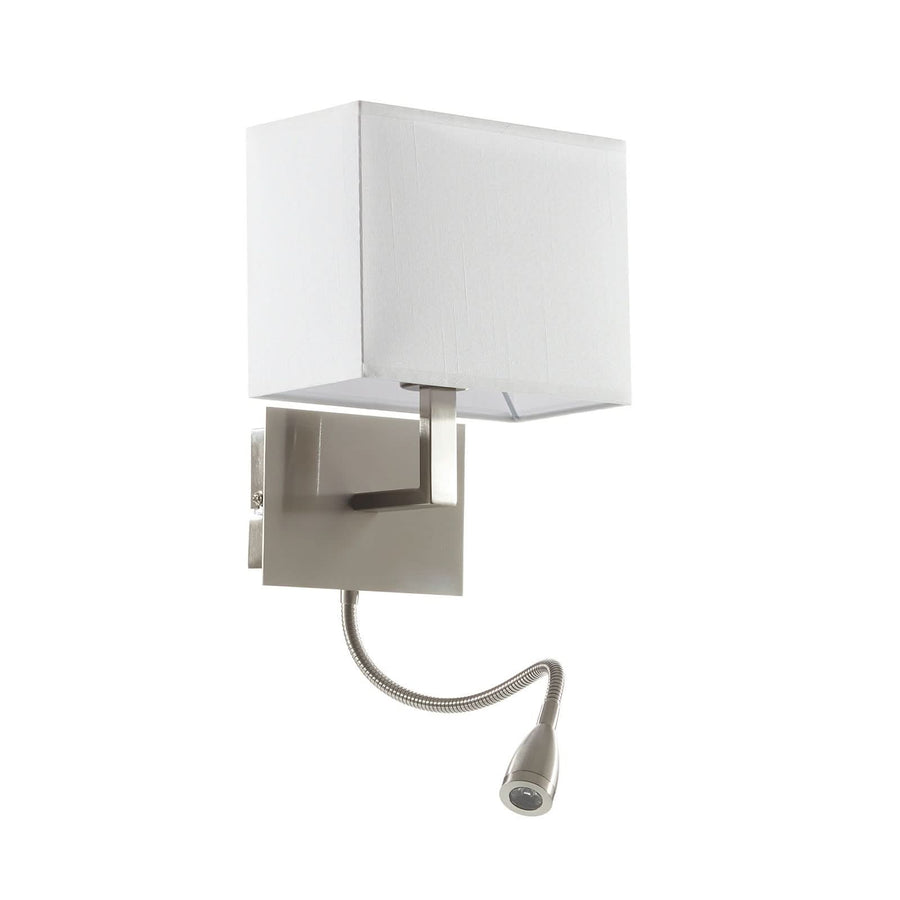 Applique murale 6519 en tissu, argenté satiné et blanc, hauteur 26 cm
