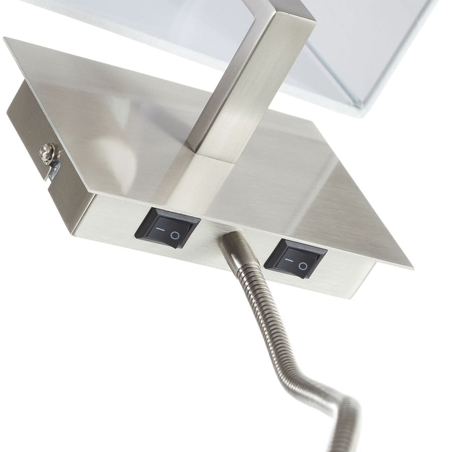 Applique murale 6519 en tissu, argenté satiné et blanc, hauteur 26 cm