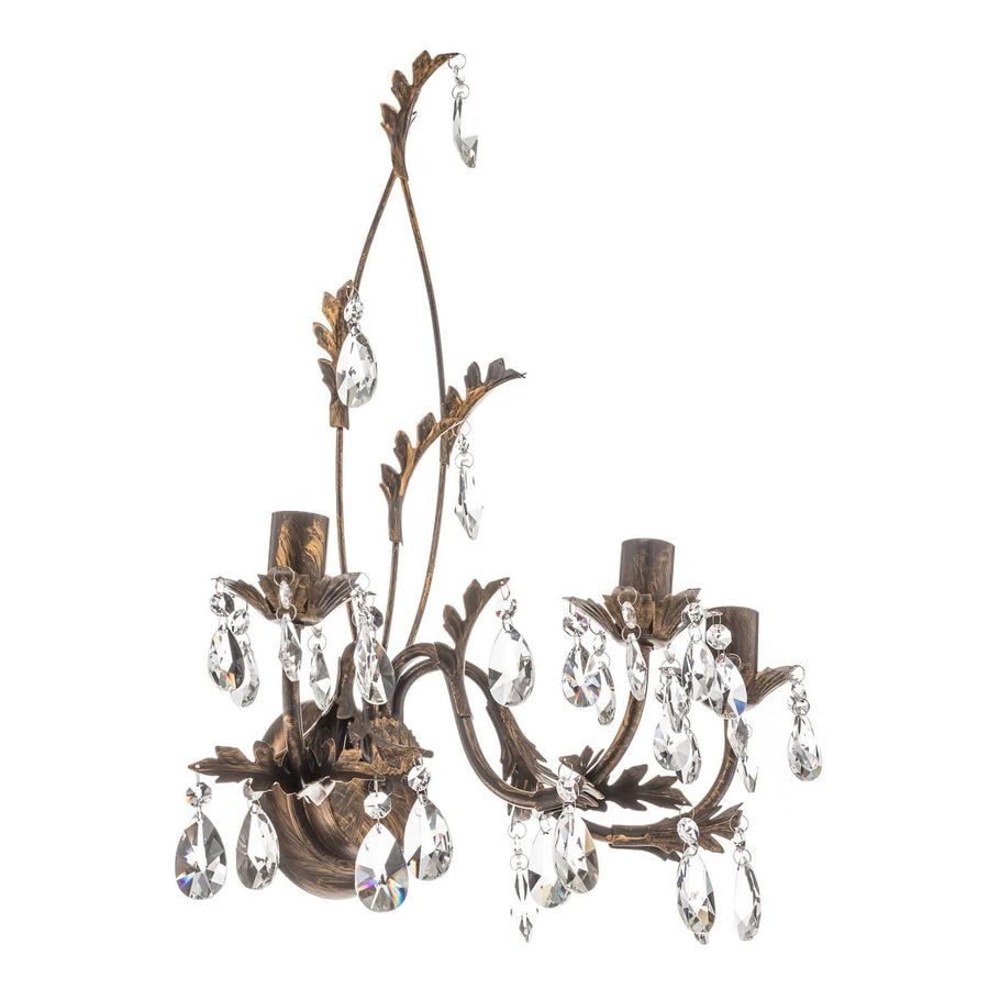 Applique murale Teresa en cristal, bronze et transparent, 3 lumières, hauteur 51 cm