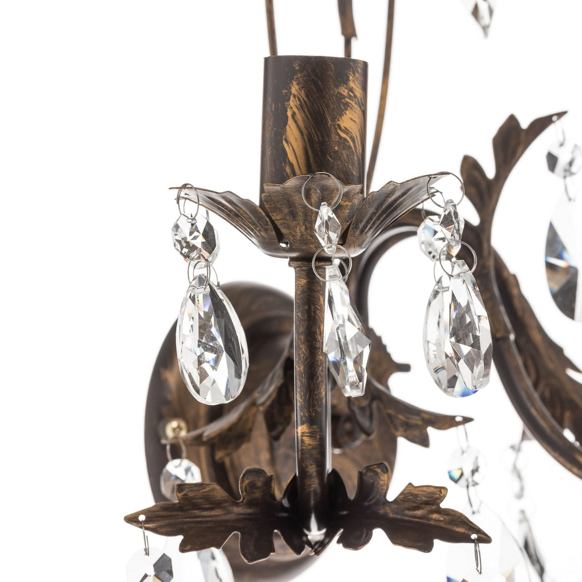 Applique murale Teresa en cristal, bronze et transparent, 3 lumières, hauteur 51 cm
