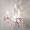Applique murale Kate en cristal, blanc et rose, 2 lumières, hauteur 31 cm