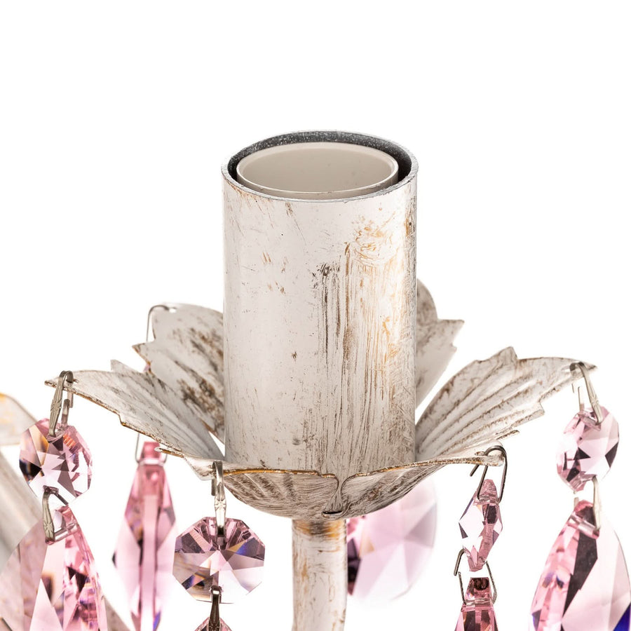 Applique murale Kate en cristal, blanc et rose, 2 lumières, hauteur 31 cm