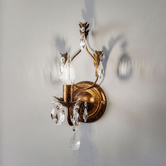 Applique murale Teresa en cristal, bronze et transparent, hauteur 30 cm