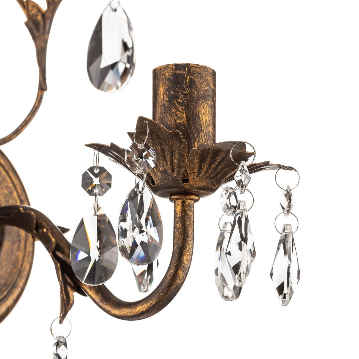 Applique murale Teresa en cristal, bronze et transparent, hauteur 30 cm